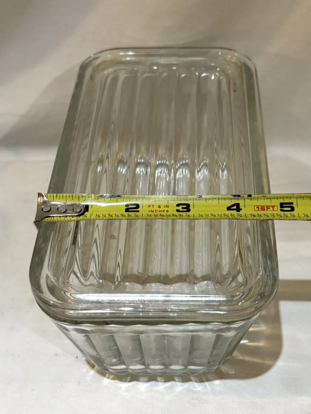 Anchor Hocking 1932 Vintage Design Rectangle Ribbed Refrigerator Dish w/ Lid